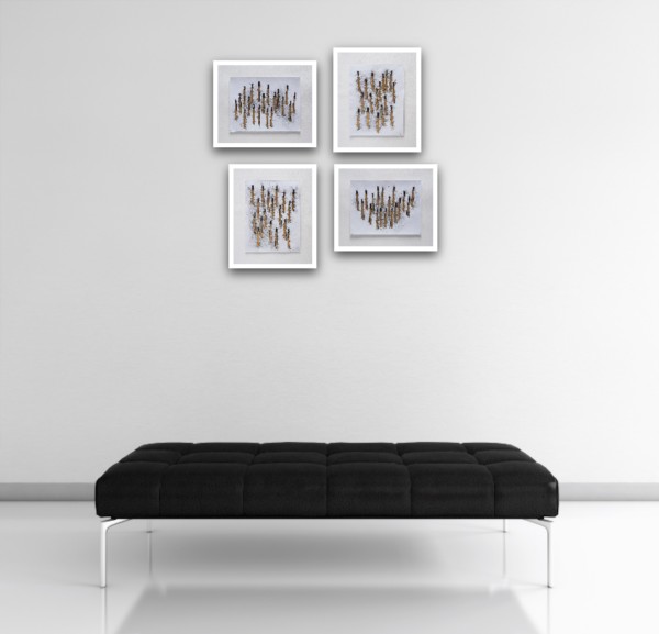 Estudio sonoro para Instrumento (representación gráfica del sonido de los machetes al chocar entre sí) (4 dibujos #112, #137, #148 y #162) by Miguel Rodriguez Sepulveda