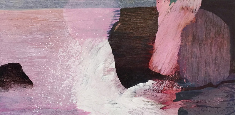 A painting with pink paint
