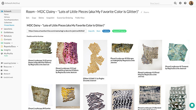 Artwork Archive private room