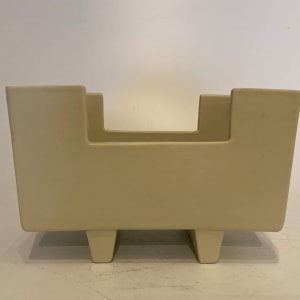 White rectangular ceramic ikebana vase on two feet