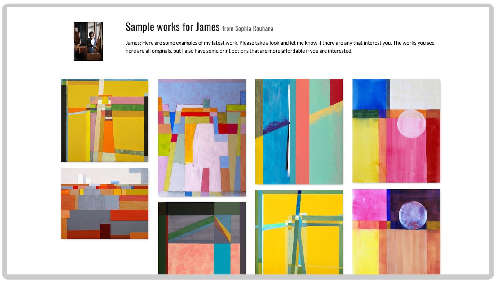 Private viewing room showcase interface