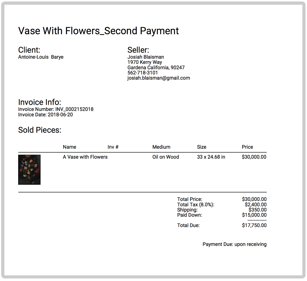 Collector invoice generation interface