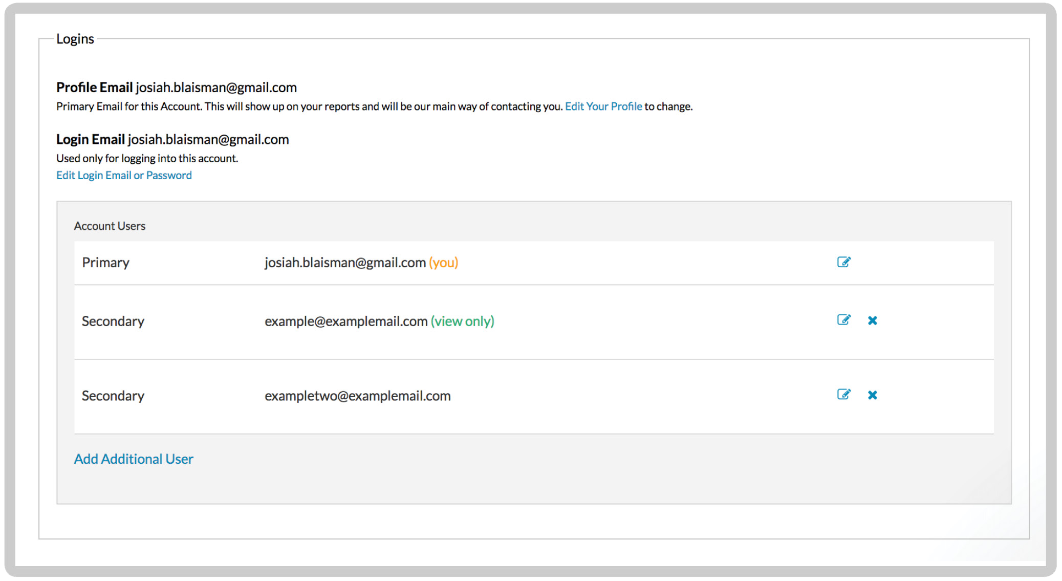 Security login history interface