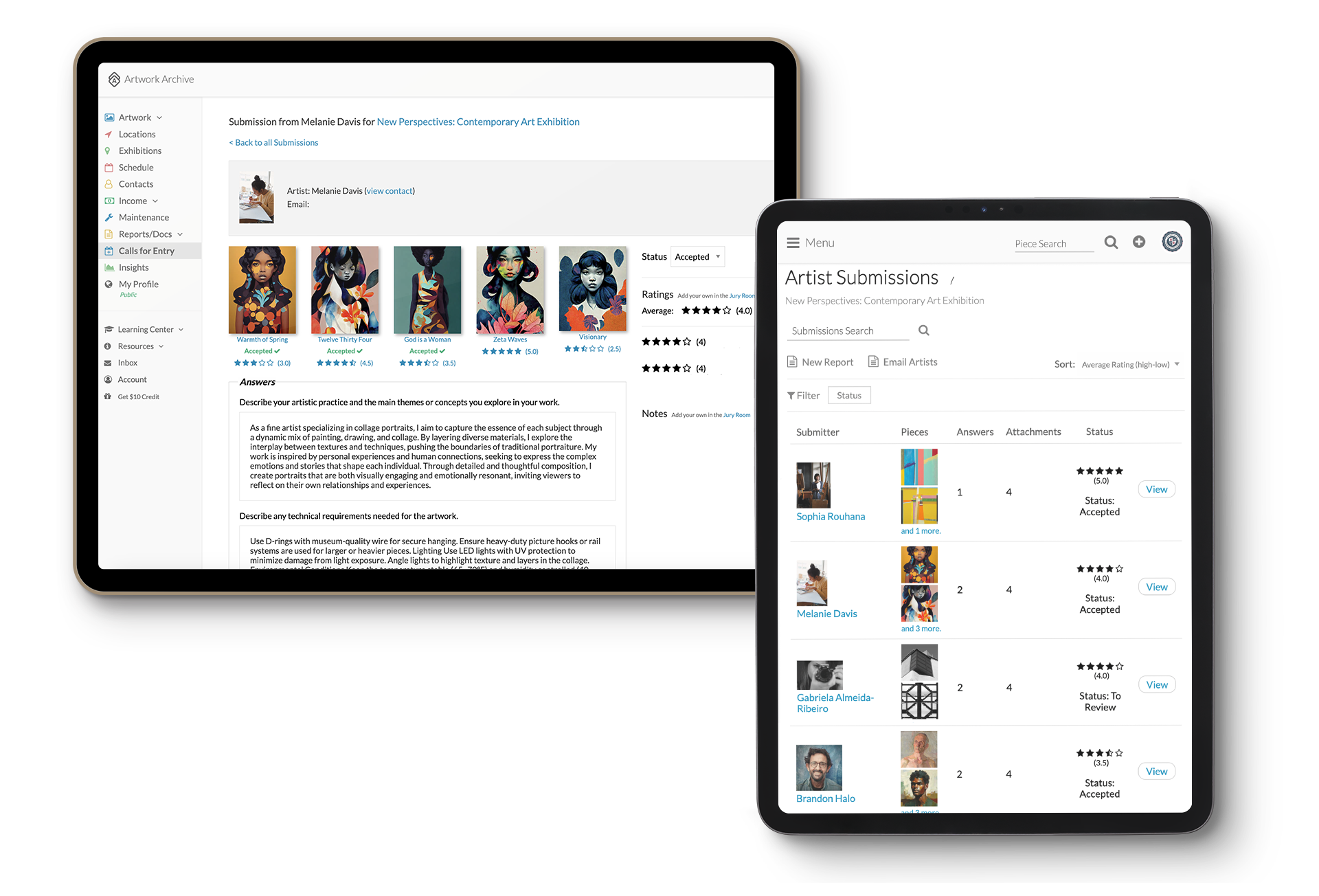 Mobile view of Call for Management Platform